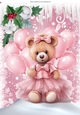 Lovely Teddy Dressed in Pink Dress With Balloons For Christmas A4