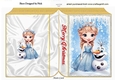 Lovely Gold/Blue Folded Book With Princess/ Olaf The Funny Snowman