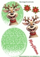 Lovely Rocker Card With Snow And Reindeer/Poinserttia (One)