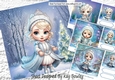 4 Cute Princesses in Snow Woodland 7x7 Mini Kit