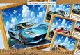 4 Coloured Fast Cars On The Roads 8x8 Mini Kit