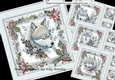 4 Winter White Wolves In Grey Holly Red Berry 8X8 Mini Kit