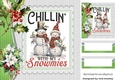 Chillin Snowmen With Holly And Berries 8x8 Card Fronts