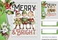 Lovely Santas Elves With Holly/ Berries 8x8 Card Fronts