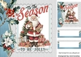 Chillin Santa With Holly And Berries 8x8 Card Fronts Blue