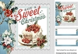 Lovely Chritmas Cream Cake Holly/ Berries 8x8 Card Fronts Blue