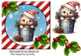 Cute Hedgehog In Santa Hat With Red/Stripe 7x7 Frame( Three)
