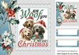 Lovely Dogs With Holly And Berries 8x8 Card Front Blue