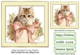 Cute Kitten With Christmas Present  In Cream 7x7 Frame TWO
