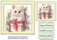 Cute Kitten With Christmas Present  In Cream 7x7 Frame FOUR