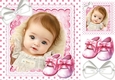 Sweet Baby Girl With Booties Pink Polkadot 8x8 Two