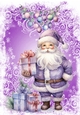 Purple Christmas With Santa ,Presents & Baubles A4