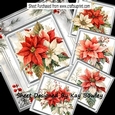 Lovely Holly Berry Frame/Card With Poinsettias 8x8 Mini Kit