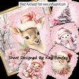 Lovely Pink/Gold Christmas With Flowers/Card With Toppers 8x8 Mini Kit (One)