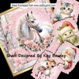 Lovely Pink/Gold  Christmas With Flowers/Card With Toppers 8x8 Mini Kit (Two)