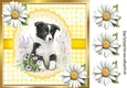 Cute Border Collie Puppy , Yellow Gingham & Daisies 8x8 (Four)