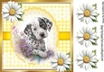 Cute Dalmation Puppy , Yellow Gingham & Daisies 8x8 (Three)