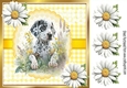 Cute Dalmation Puppy , Yellow Gingham & Daisies 8x8 (Four)