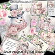  6 Pretty Pink Roses Pink Christmas With Snowmen 8x8 Bumper Kit