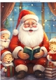 Happy Santa Sat With His Elves A4 (two)