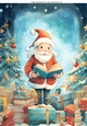 Happy Santa With Presents & Christmas Trees A4 (Four)