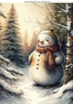 Lovely Snow Woodland With Snowman A4 (Two)