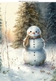 Lovely Snow Woodland With Snowman A4 (Three)
