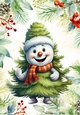 Funny Face Snowman Tree In Berry A4 Frame