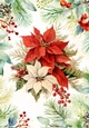 Pretty Poinsettias In Red Berry & Holly A4 Frame