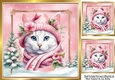 Lovely Cat in Hat & Scarf Pink Christmas 8x8 Frame (One)