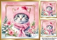 Lovely Cat in Hat & Scarf Pink Christmas 8x8 Frame (Four)