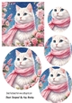 Lovely Cat In A Scarf Pink Roses Oval Pyramids