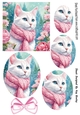 Pretty Cat In A Scarf Pink Roses Oval Pyramids