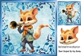 Cute Fox Blowing His Trumpet in Blue Musical 8X8 Frame