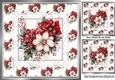 Pretty Winter Flowers/ Red Berries On Lace With Backing Paper 8x8 Card