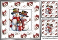 Pretty Winter Flowers With Snowmen Family On Lace/ Backing Paper 8x8 Card