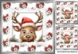 Pretty Winter Flowers With Peeking Reindeer On Lace 8x8 Card