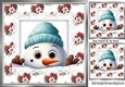 Pretty Winter Flowers With Peeking Snowman On Lace 8x8 Card