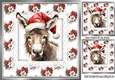 Pretty Winter Flowers With Donkey In Santa Hat On Lace 8x8 Card