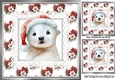 Pretty Winter Flowers With Polar Bear In Santa Hat On Lace 8x8 Card