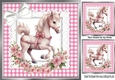 Pretty Pink Gingham and lace, Horse With Flowers & Bows 8x8