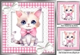 Pretty Pink Gingham And lace, Kitten Bows 8x8