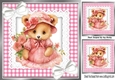 Pretty Pink Gingham and lace, Teddy With Flowers & Bows 8x8