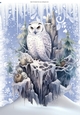 Lovely Snow Scene With White Owl A4 Three