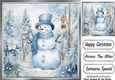 Lovely Winter Blue Christmas With Snowman 8x8 Two