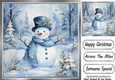 Lovely Winter Blue Christmas With Snowman 8x8 Four