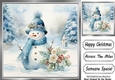 Lovely Winter Blue Christmas With Snowman 8x8 Five