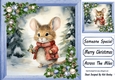 Cute Christmas Mouse In Scarf With Blue Baubles 8x8 Four