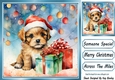Cute Puppy In Santa Hat With Baubles 8x8 Three