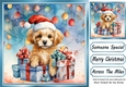 Cute Puppy In Santa Hat With Baubles 8x8 Four